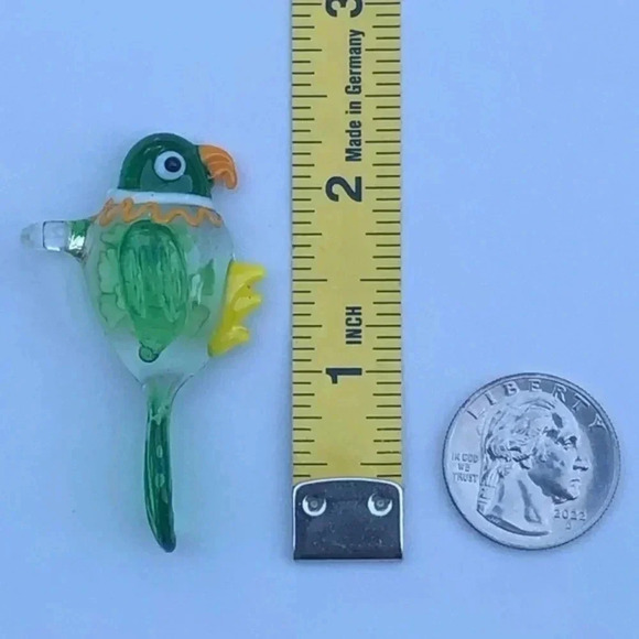 Precious Green Murano Glass Bird Parrot Parakeet Necklace Pendant NWT - Picture 4 of 4